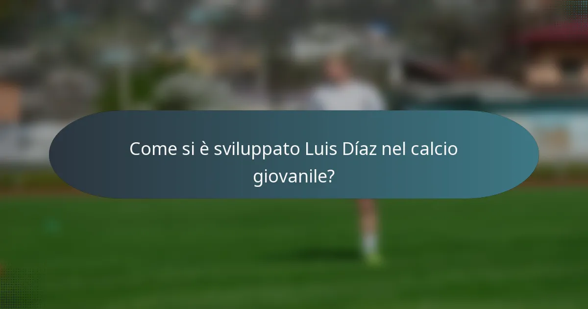 Come si è sviluppato Luis Díaz nel calcio giovanile?