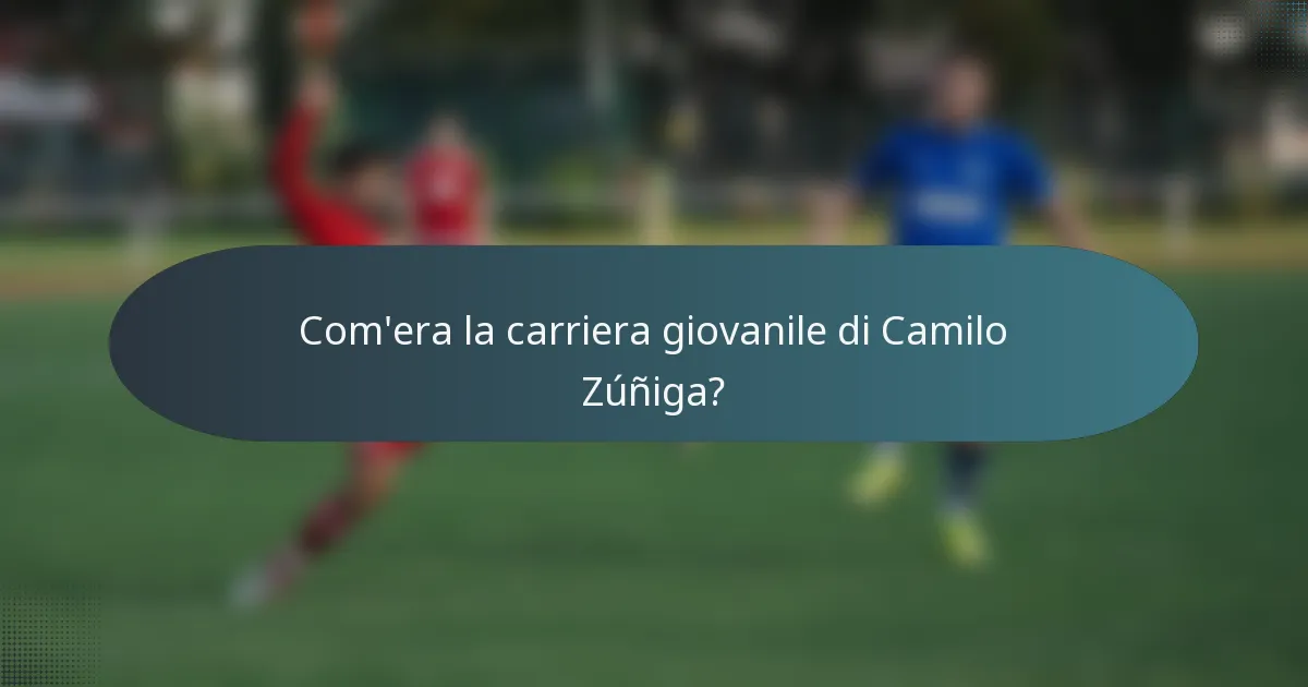 Com'era la carriera giovanile di Camilo Zúñiga?