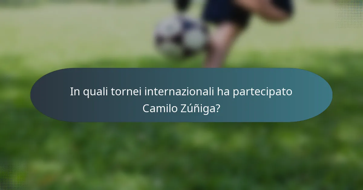 In quali tornei internazionali ha partecipato Camilo Zúñiga?