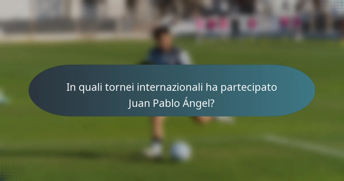 In quali tornei internazionali ha partecipato Juan Pablo Ángel?