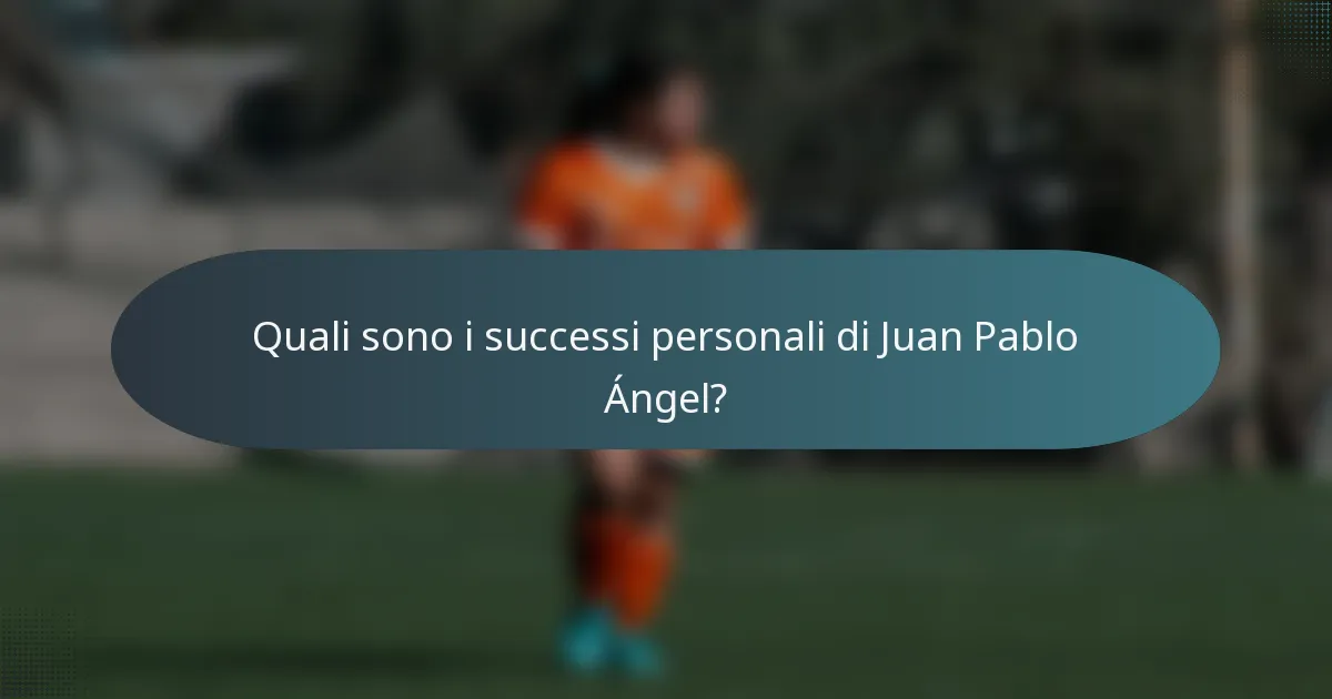Quali sono i successi personali di Juan Pablo Ángel?