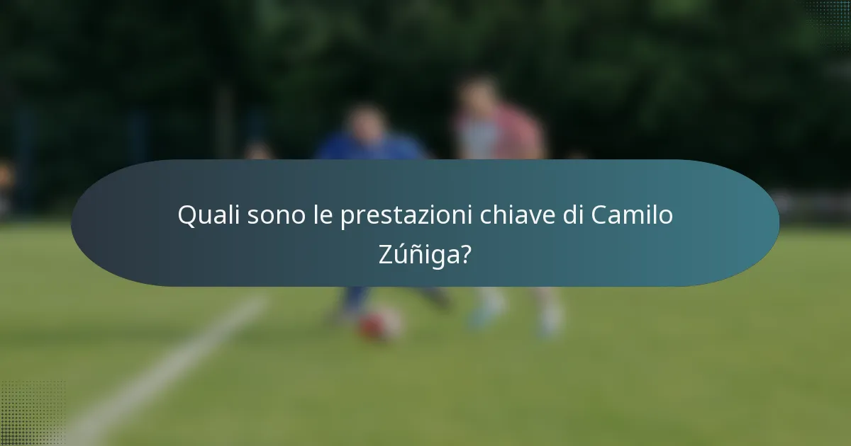 Quali sono le prestazioni chiave di Camilo Zúñiga?
